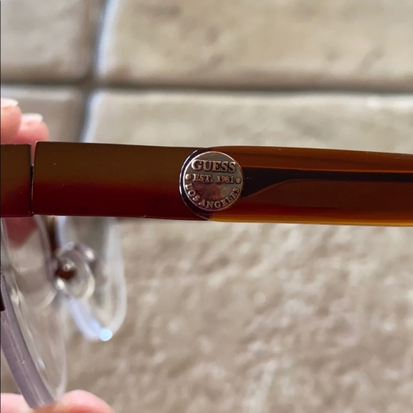 Guess Brown Half Rimless Eyeglass Frames - Picture 4 of 8